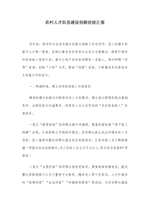 农村人才队伍建设创新经验汇报.docx