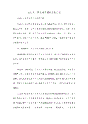 农村人才队伍建设创新经验汇报.docx