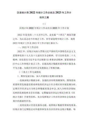 区县统计局2022年统计工作总结及2023年工作计划共三篇.docx