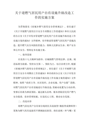 关于道燃气居民用户自有设施升级改造工作的实施方案.docx