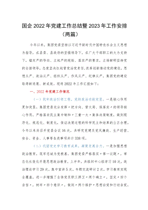 国企2022年党建工作总结暨2023年工作安排（两篇）.docx