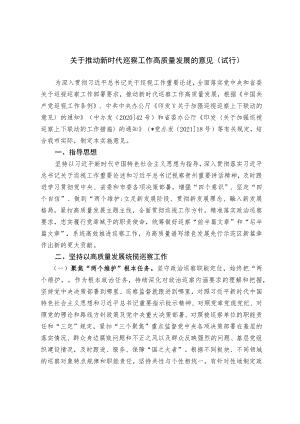关于推动新时代巡察工作高质量发展的意见.docx