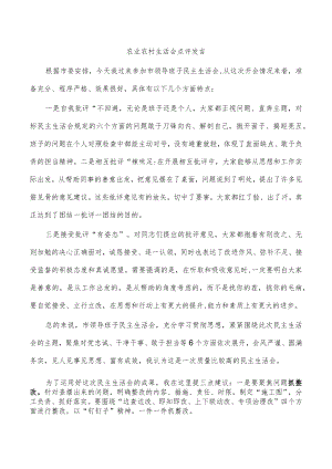 农业农村生活会点评发言.docx
