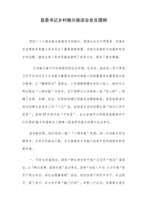 县委书记乡村振兴座谈会发言提纲.docx