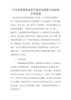 公司党委聚焦高水平基层党建 聚力高质量企业发展.docx