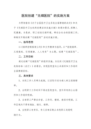 医院创建“无烟医院”的实施方案.docx