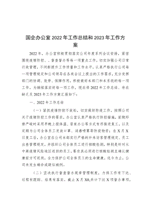国企办公室2022年工作总结和2023年工作计划.docx