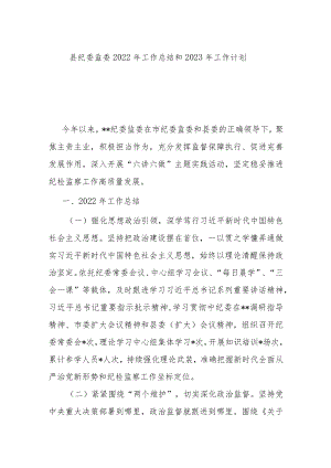 县纪委监委2022年工作总结和2023年工作计划(共二篇).docx