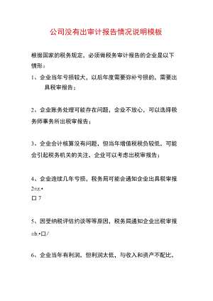公司没有出审计报告情况说明解释文件.docx