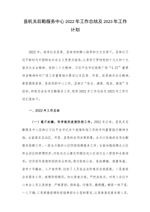 县机关后勤服务中心2022年工作总结及2023年工作计划.docx
