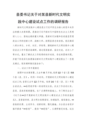 县委书记关于对某县新时代文明实践中心建设试点工作的调研报告.docx