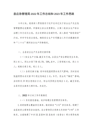 县区应急管理局2022年工作总结和2023年工作计划思路.docx
