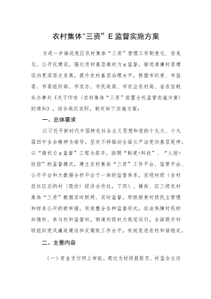 农村集体“三资”E监督实施方案.docx