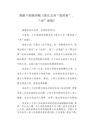 国旗下的演讲稿《莫让文身“毁青春”“误”前程》.docx