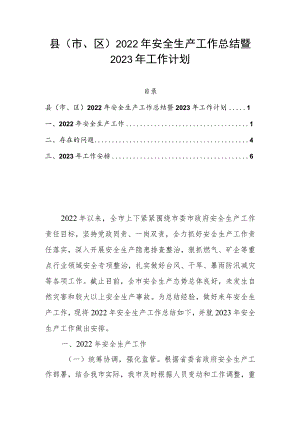 县（市、区）2022年安全生产工作总结暨2023年工作计划.docx