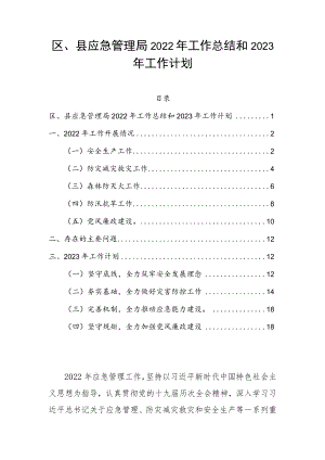 区、县应急管理局2022年工作总结和2023年工作计划.docx