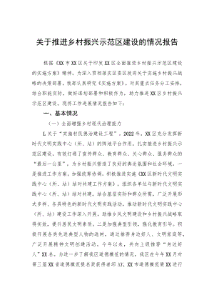 关于推进乡村振兴示范区建设的情况报告.docx