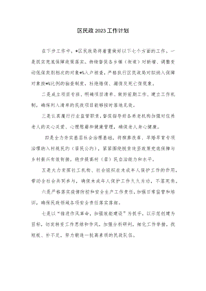 区民政2023工作计划.docx