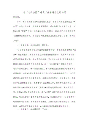 在“名山公园”建设工作推进会上的讲话.docx