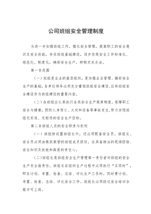 公司班组安全管理制度.docx