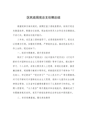 区民政局党总支任期总结.docx