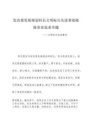发改委发展规划科长文明标兵先进事迹兢兢业业追求卓越.docx