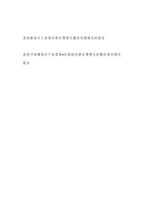 县档案馆和医保局关于县委巡察反馈意见整改落实进展情况的报告2篇.docx