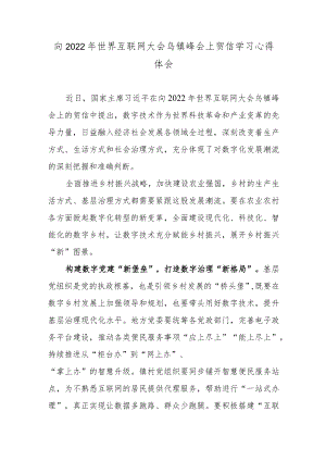 向2022年世界互联网大会乌镇峰会上贺信学习心得体会2篇.docx