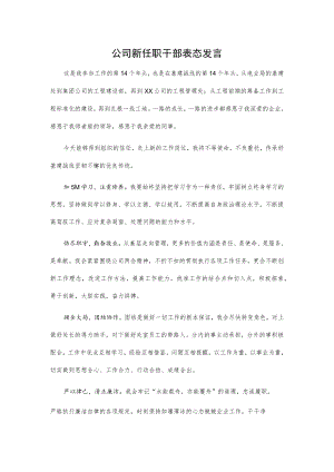 公司新任职干部表态发言.docx