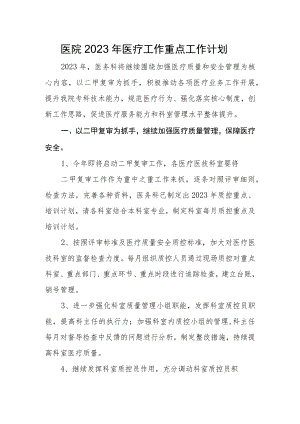 医院2023年医疗工作重点工作计划.docx