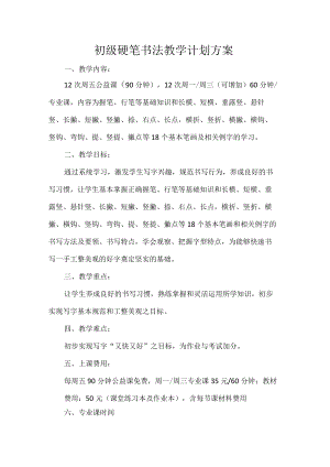 初级硬笔书法教学计划方案.docx