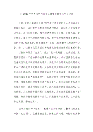 向2022年世界互联网大会乌镇峰会致贺信学习心得3篇.docx