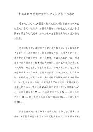 打造履职尽责的村党组织带头人队伍工作总结.docx