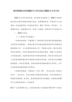 城市管理执法局2022年工作总结及2023年工作计划.docx