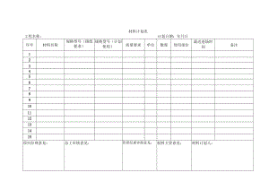 建筑工程材料计划表.docx