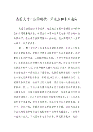当前支付产业的现状、关注点和未来走向.docx