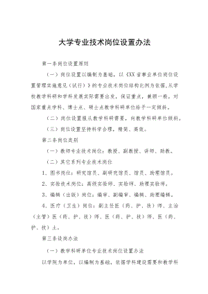 大学专业技术岗位设置办法.docx