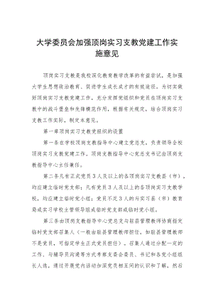 大学委员会加强顶岗实习支教党建工作实施意见.docx