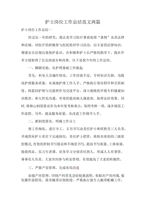 护士岗位工作总结范文两篇.docx