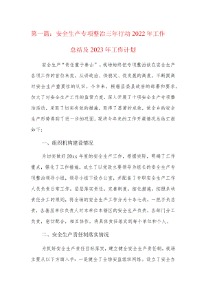 安全生产专项整治三年行动2022年工作总结及2023年工作计划5篇.docx