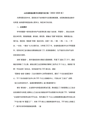 山东省制造业数字化转型行动方案（2022-2025年）-全文及解读.docx
