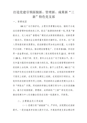 打造党建引领面貌新、管理新、成果新“三新”特色党支部.docx