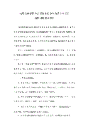鹤峰县燕子镇荞云石化希望小学免费午餐项目稽核问题整改报告.docx