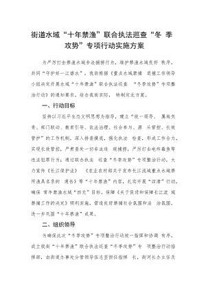 街道水域“十年禁渔”联合执法巡查 “冬季攻势”专项行动实施方案.docx