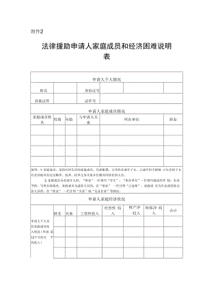 法律援助申请人家庭成员和经济困难说明表.docx