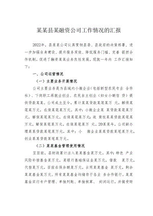 某某县某融资公司工作情况的汇报.docx