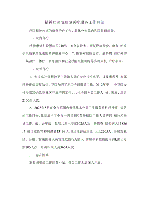 精神病医院康复医疗服务.docx