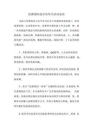 民族团结进步宣传月活动总结.docx