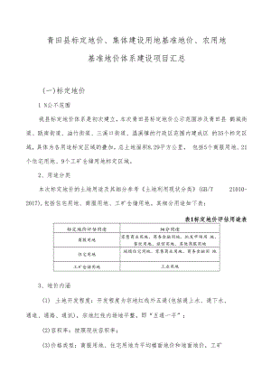 青田县标定地价、集体建设用地基准地价、农用地基准地价体系建设项目汇总.docx