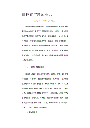 高校青年教师总结（通用12篇）.docx